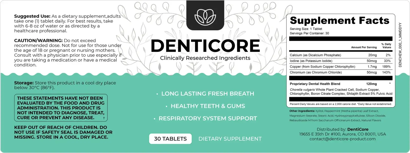 Denticore  supplement facts
